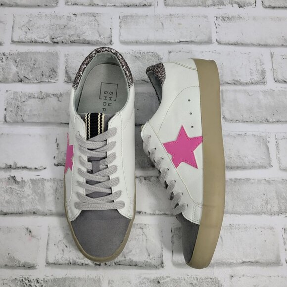 ShuShop Shoes - ShuShop Paris Sneakers Pink Star Glitter Heel Women's Size 6.5